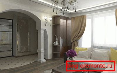 Дызайн гасцінай з аркай