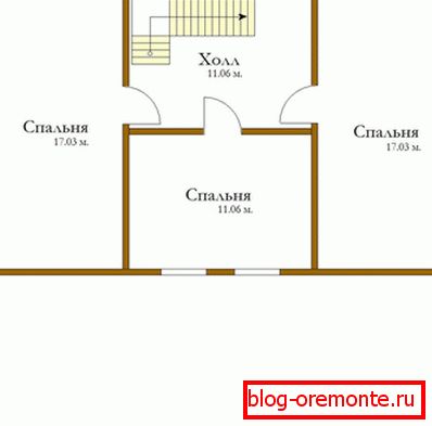 План хаты з бруса.