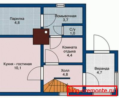 План першага паверха дома з лазняй План першага паверха дома з лазняй