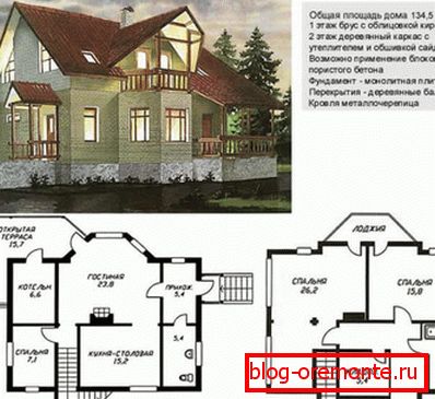 Прыкладна так выглядае праект, які вы павінны атрымаць на рукі, з знешнім выглядам і планам дома