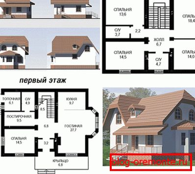 Праект хаты з пенабетону з мансардай Праект хаты з пенабетону з мансардай